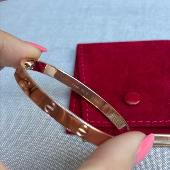 Authentic CARTIER NEW LOVE BRACELET 18K rose GOLD Size 17 NEW VERSION Classic - Picture 8 of 13